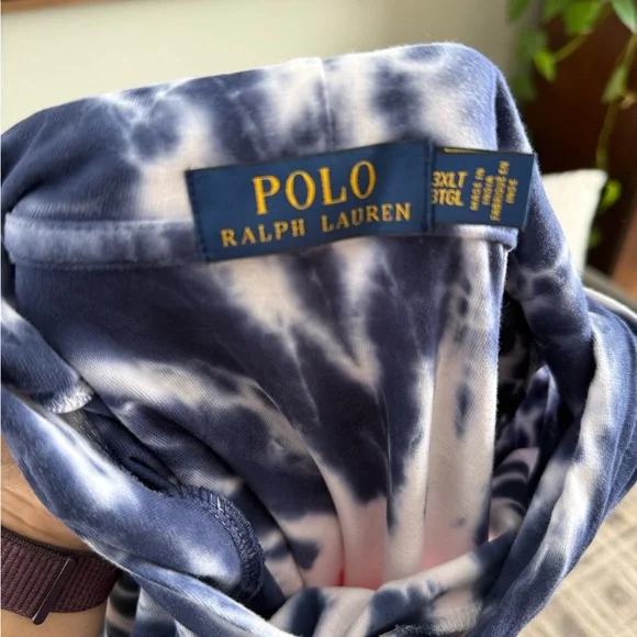 NWOT Polo Ralph Lauren Tie Dye Hoodie Shirt Men 3XLT Red Blue Pony Logo USA - Picture 5 of 8